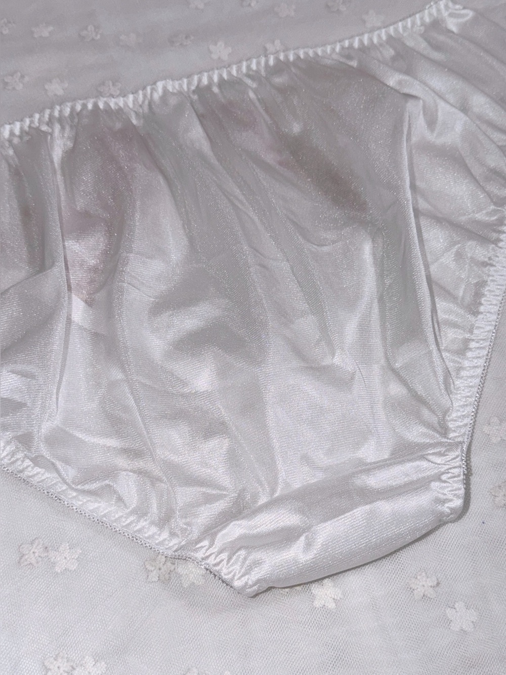 Plus US-XXL/JP-5L Japanese Classic Embroidery Shiny Smooth Tricot Nylon Panties - Picture 5 of 10